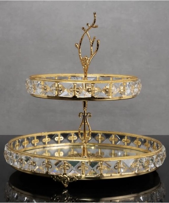 GOLD DOUBLE-LAYERED CRYSTAL SERVING DISH 18-25cm